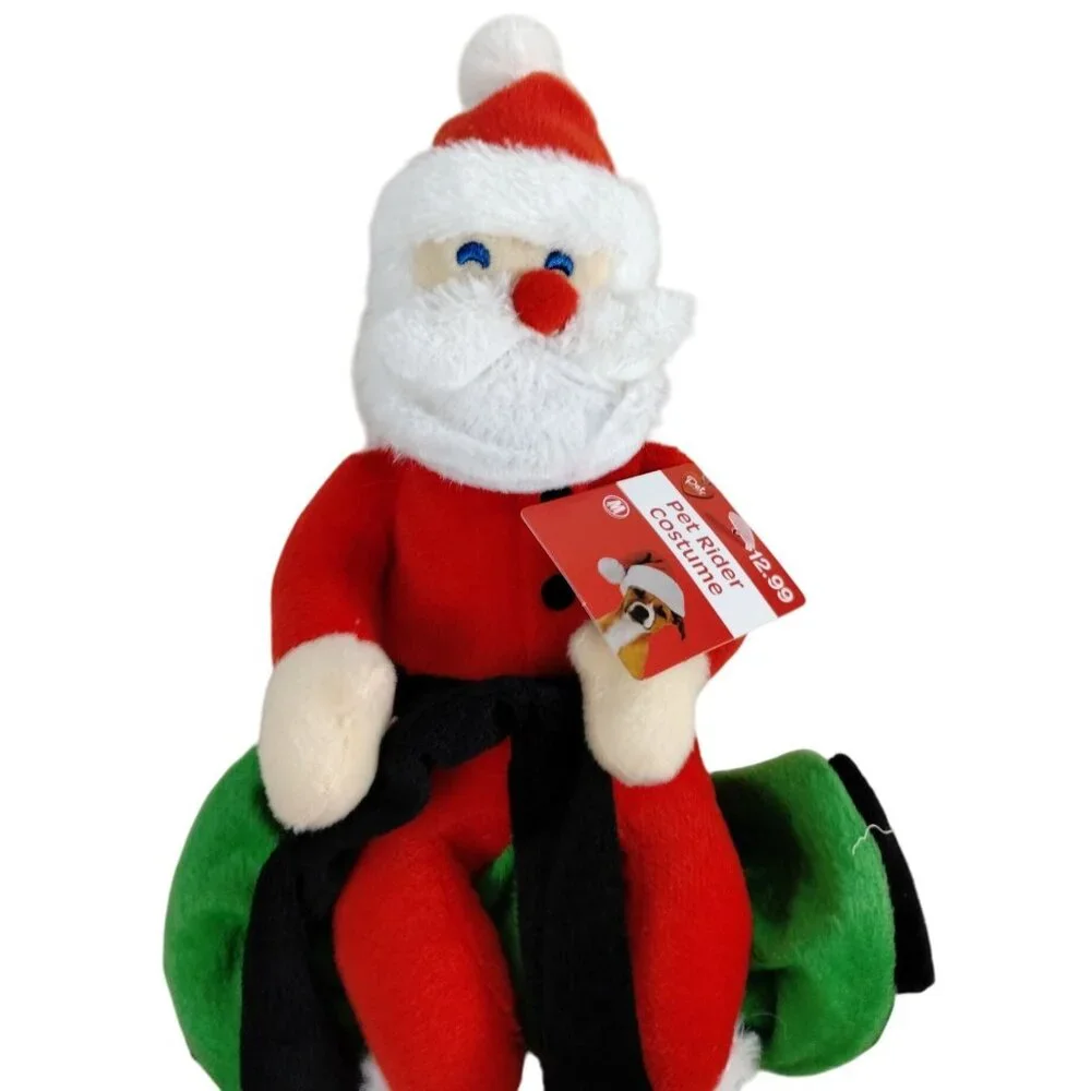 Santa Pet Rider Costume For Medium Dogs Plush Santa Claus Outfit